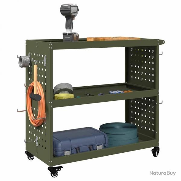 Chariot  outils avec tagre avec roue avec stockage Vert olive 75 x 35 x 73 cm