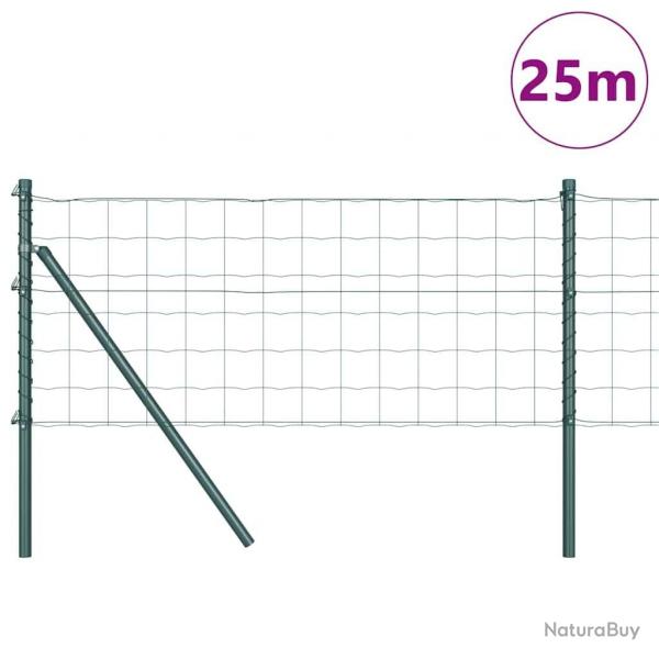 Clture Euro avec 13 poteaux de 0,6 x 25 m en acier galvanis vert