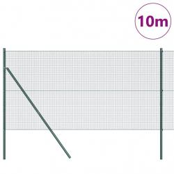 Clôture en fil soudé avec 7 poteaux Vert 1,4x10 m Acier
