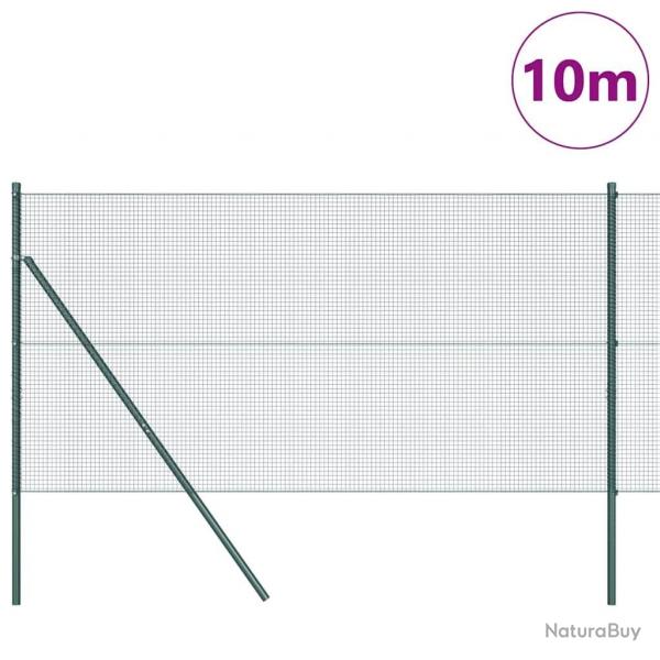 Clture en fil soud avec 7 poteaux Vert 1,4x10 m Acier