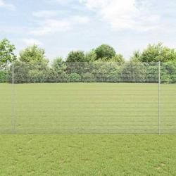 Clôture en fil soudé avec 22 poteaux en U Argent 1,5x25 m Acier