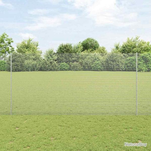 Clture en fil soud avec 22 poteaux en U Argent 1,5x25 m Acier
