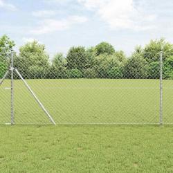 Jeu de Poteaux de Clôture Argent 1 x 10 m Acier galvanisé