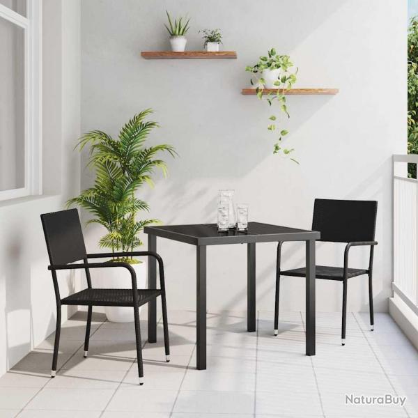 Ensemble de jardin , 3 pices, en poly rotin noir