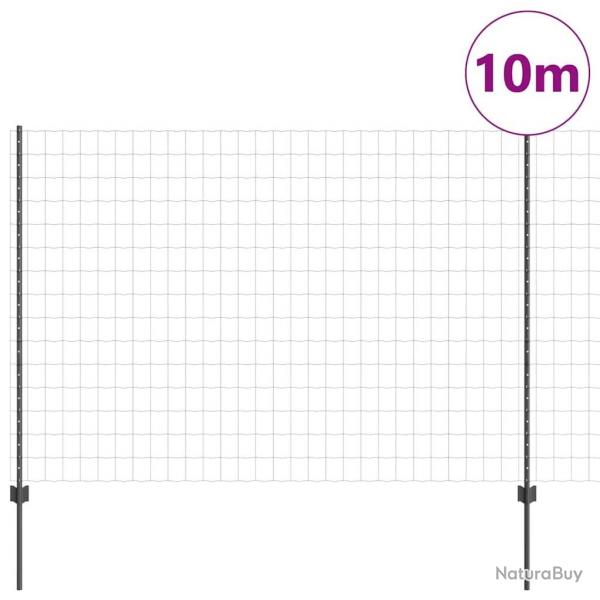Clture Euro avec 10 Piquets Grise 1,5x10 m en Acier