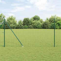 Clôture Euro avec 7 poteaux à épine 1,6 x 10 m en acier galvanisé vert