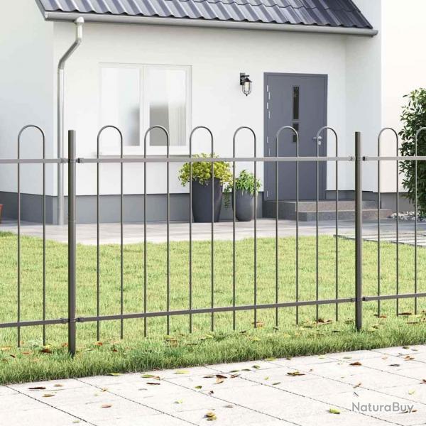 Clture de jardin avec sommet en arceau gris, 5,1x0,8 m en acier