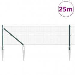 Ensemble de poteaux de clôture 2 pièces Vert Métal 25 x 0,5 m