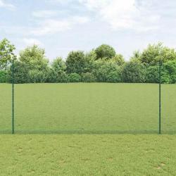 Clôture en fil soudé avec 11 poteaux U verte 1.6x25 m