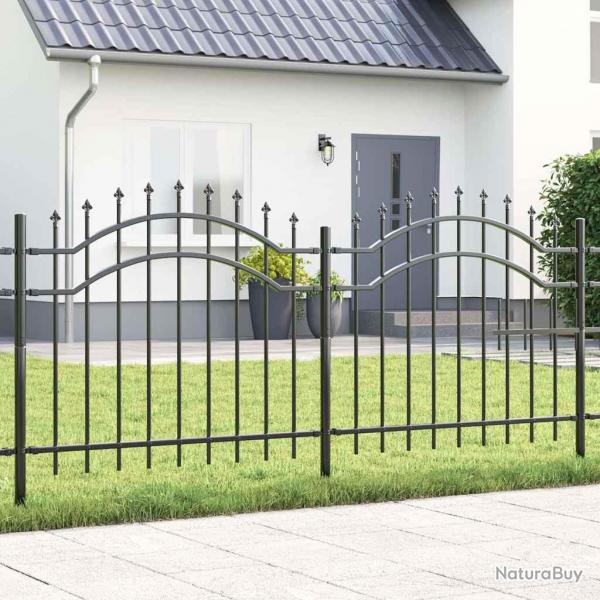 Clture de jardin Gris 140 cm Acier peint par poudre