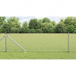 Clôture en fil soudé avec 7 Piquets à Piquet 0.6x10 m Acier galvanisé