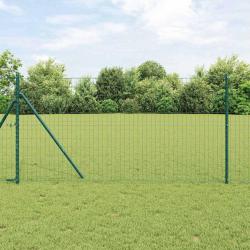 Clôture Euro avec 13 poteaux de 1 x 25 m en acier galvanisé vert