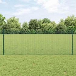Clôture en fil soudé avec 11 poteaux en U Vert 0.8x25 m en Acier