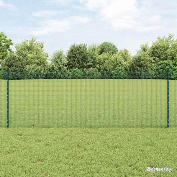 Clture en fil soud avec 11 poteaux en U Vert 0.8x25 m en Acier
