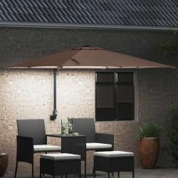 Parasol de jardin Taupe 248.5 x 247.5 x 160 cm tissu