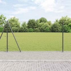 Kit de Clôture Lot de 2 Gris Acier 25 x 1,2 m Solide