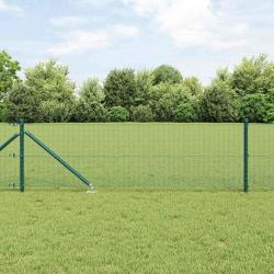 Ensemble de poteaux de clôture Pack de 2 Vert Métal 10 x 0,5 m