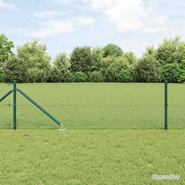 Ensemble de poteaux de clture Pack de 2 Vert Mtal 10 x 0,5 m