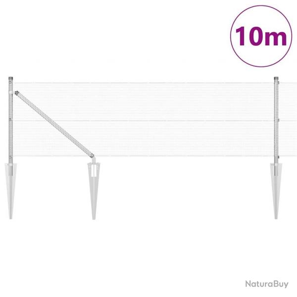 Ensemble de poteaux de clture 2 pices Acier galvanis 10 x 0,5 m
