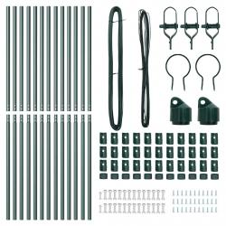 Set de Pieux de clôture 13 pcs Vert Ø32mm 160 cm Métal