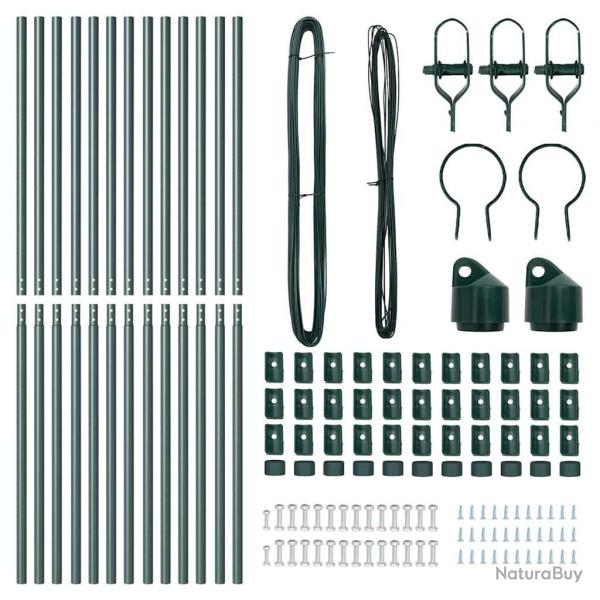 Set de Pieux de clture 13 pcs Vert 32mm 160 cm Mtal
