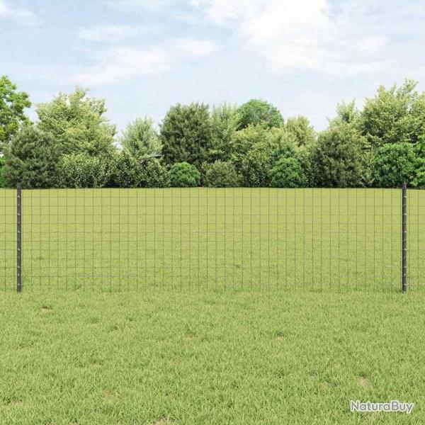 Clture Euro avec 11 Piquets U Grise 0.6x25 m Acier