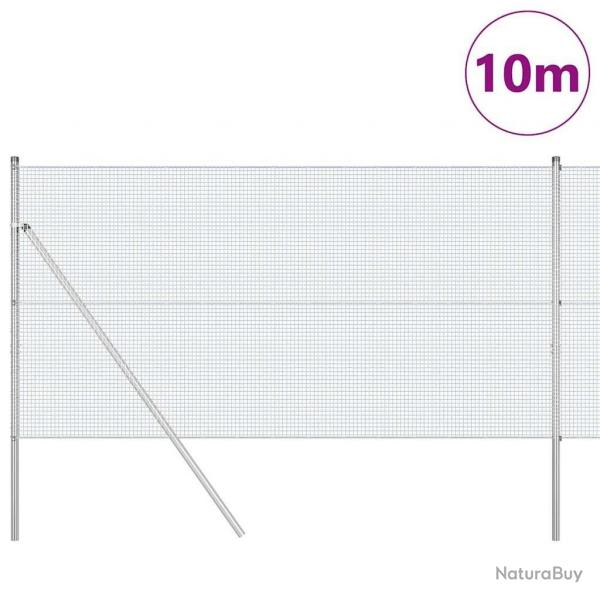 Clture en fil soud avec 7 poteaux 1,4x10 m Acier galvanis