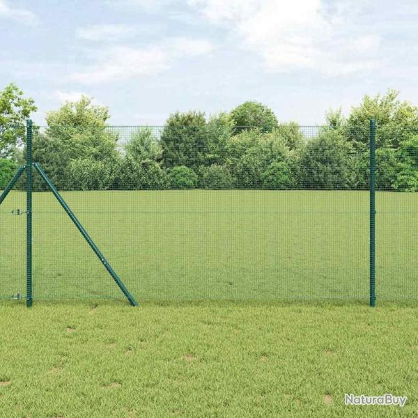 Clture en fil soud avec 7 poteaux Verte 1,4x10 m Acier