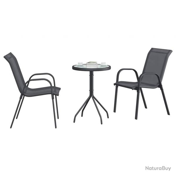 Ensemble Bistro de Jardin 3 Pices Anthracite Textilne et Acier