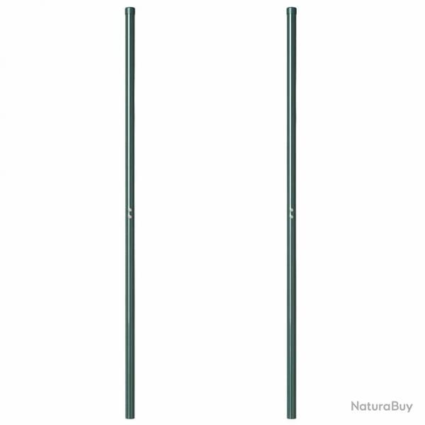 Poteaux de clture 2 pcs Vert 200 cm Acier peint par poudre