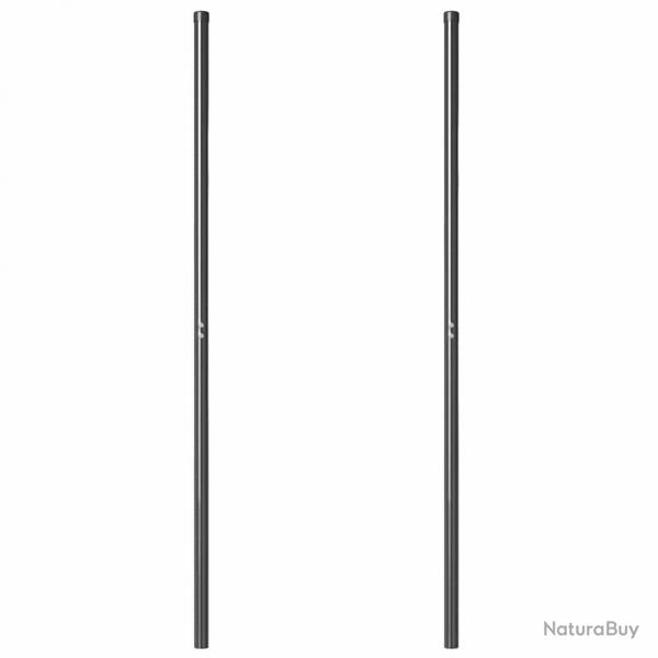 Poteaux de clture 2 pcs Gris 200 cm Acier peint par poudre