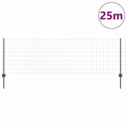 Clôture Euro avec 11 poteaux U Gris 0,8x25 m en acier