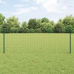 Clôture Euro avec 11 poteaux U Verte 0,8x25 m Acier