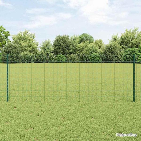 Clture Euro avec 11 poteaux U Verte 0,8x25 m Acier