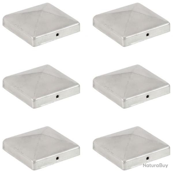 Bouchons de poteau de clture 6 pcs Mtal galvanis 101x101 mm