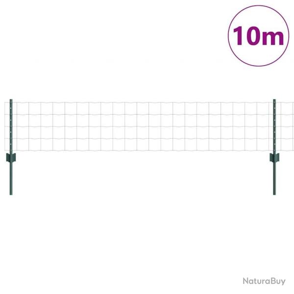Clture Euro de avec 5 poteaux en U Vert 0.4x10 m en acier
