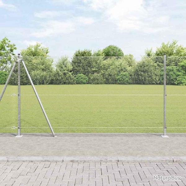 Clture en fil soud avec 7 poteaux  bride 1.2x10 m Acier galvanis