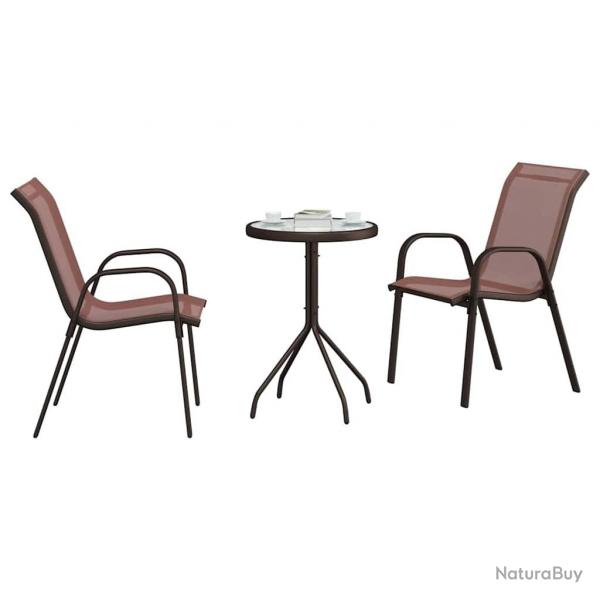 Ensemble Bistro de jardin 3 pices Marron Textilne et Acier