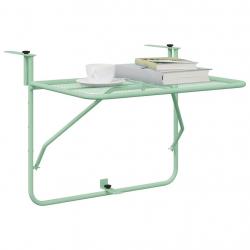 Table suspendue de balcon - Vert menthe, 60x40 cm, acier