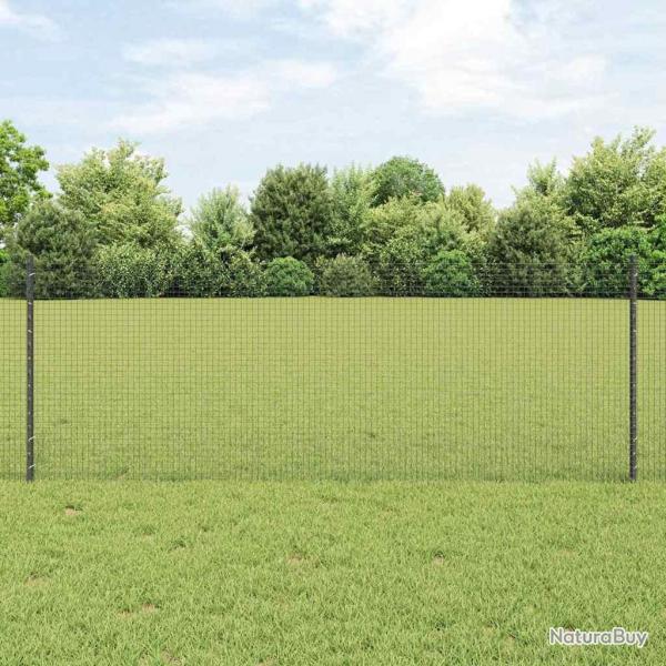 Clture en fil soud avec 11 poteaux en U Gris 0.8x25 m Acier