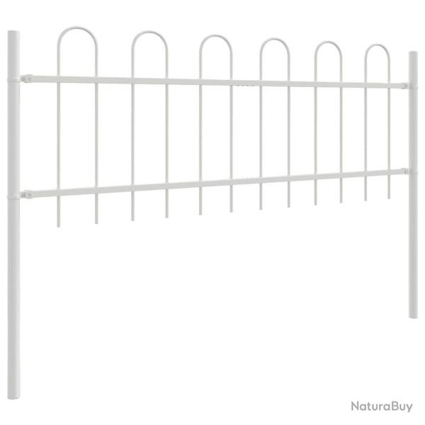 Clture de jardin blanche, 3,4 x 0,6 m en acier