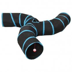 Tunnel pour chats à 3 voies Noir et bleu 25 cm Polyester