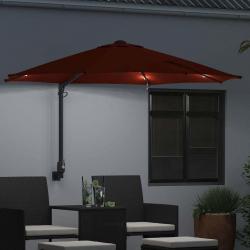 Parasol mural avec LEDs terre cuite, 248 cm