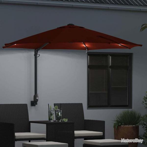 Parasol mural avec LEDs terre cuite, 248 cm