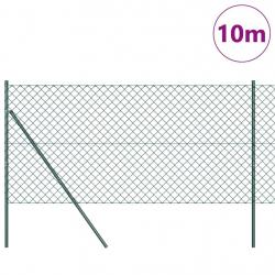 Jeu de Poteaux de Clôture Vert 1 x 10 m Acier galvanisé