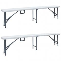 Bancs de jardin pliables lot de 2 180 cm PEHD Blanc