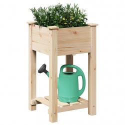 Jardinière avec étagère 45x45x76 cm en bois massif de sapin