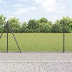 Clôture en fil soudé avec 7 poteaux flans gris 1.2x10 m Acier