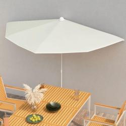 Demi-parasol de jardin avec mât 180x90 cm sable