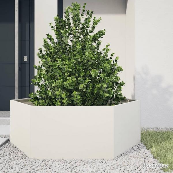 Jardinire blanc hexagone 138x120x45 cm acier